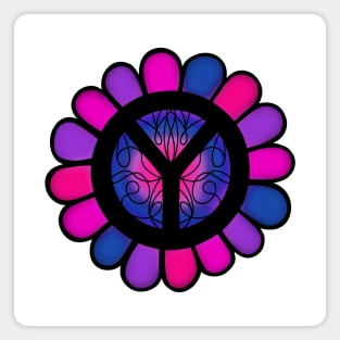 60s Peace Sign Flower Magnet